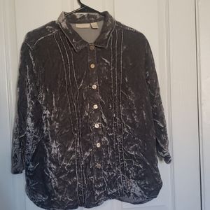 Silver Velvet Button Up Shirt
